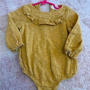 Okie Dokie Mustard Polka Dot Bodysuit